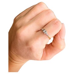 Retro 18ct Gold & Platinum Baguette Shoulders Diamonds Engagement Ring
