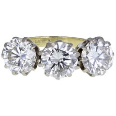 18ct Gold Platinum Brilliant Cut Diamond 4.10 Carat Three-Stone Trillogy Ring