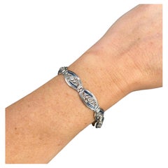 18ct Gold & Platinum Edwardian Calibrated Sapphire and Old Cut Diamond Bracelet