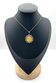 18ct Gold, Platinum & Sapphire 1920s Religious Pendant Sacred Heart Madonna