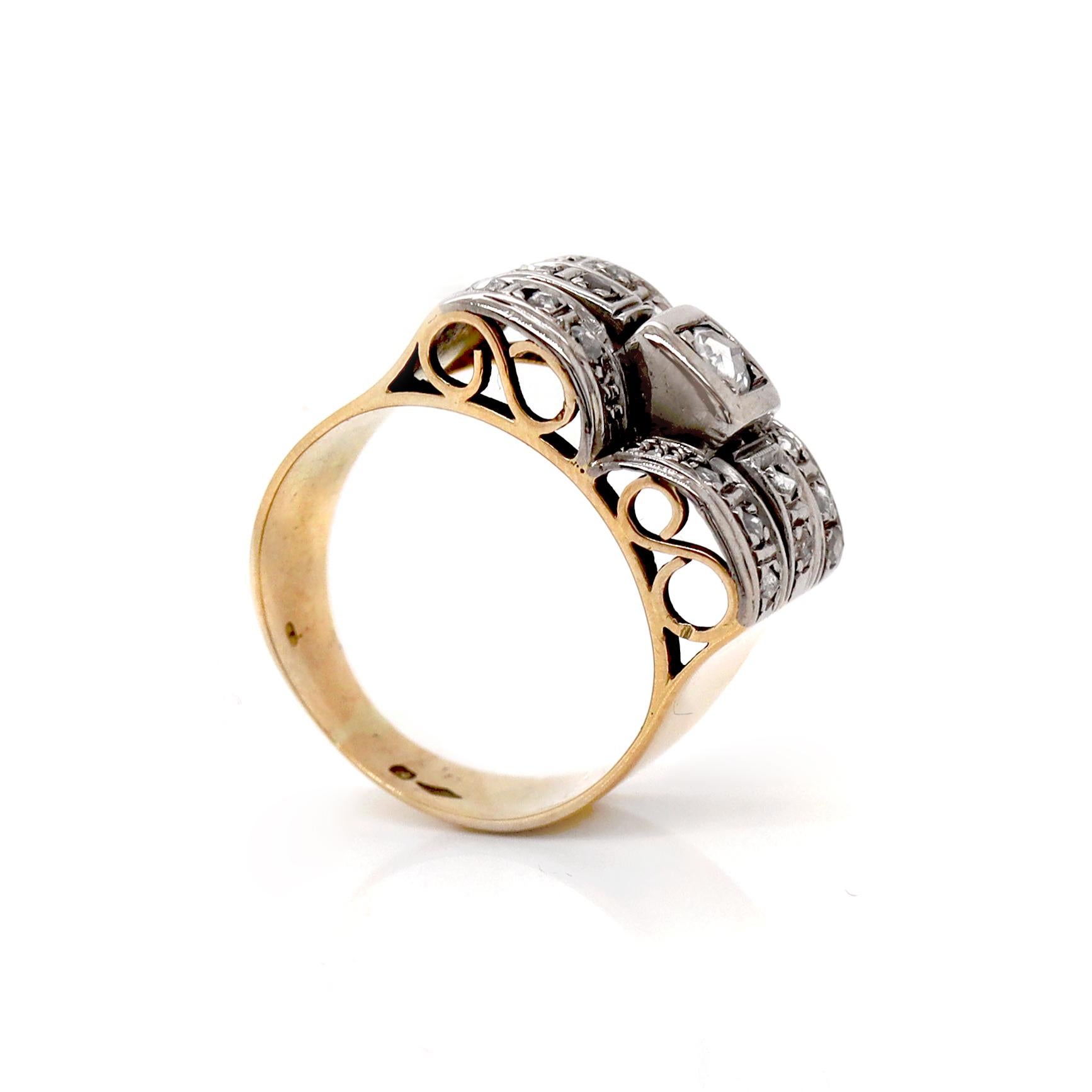18ct Gold Retro Diamond Cocktail Ring In Excellent Condition For Sale In Sydney, NSW