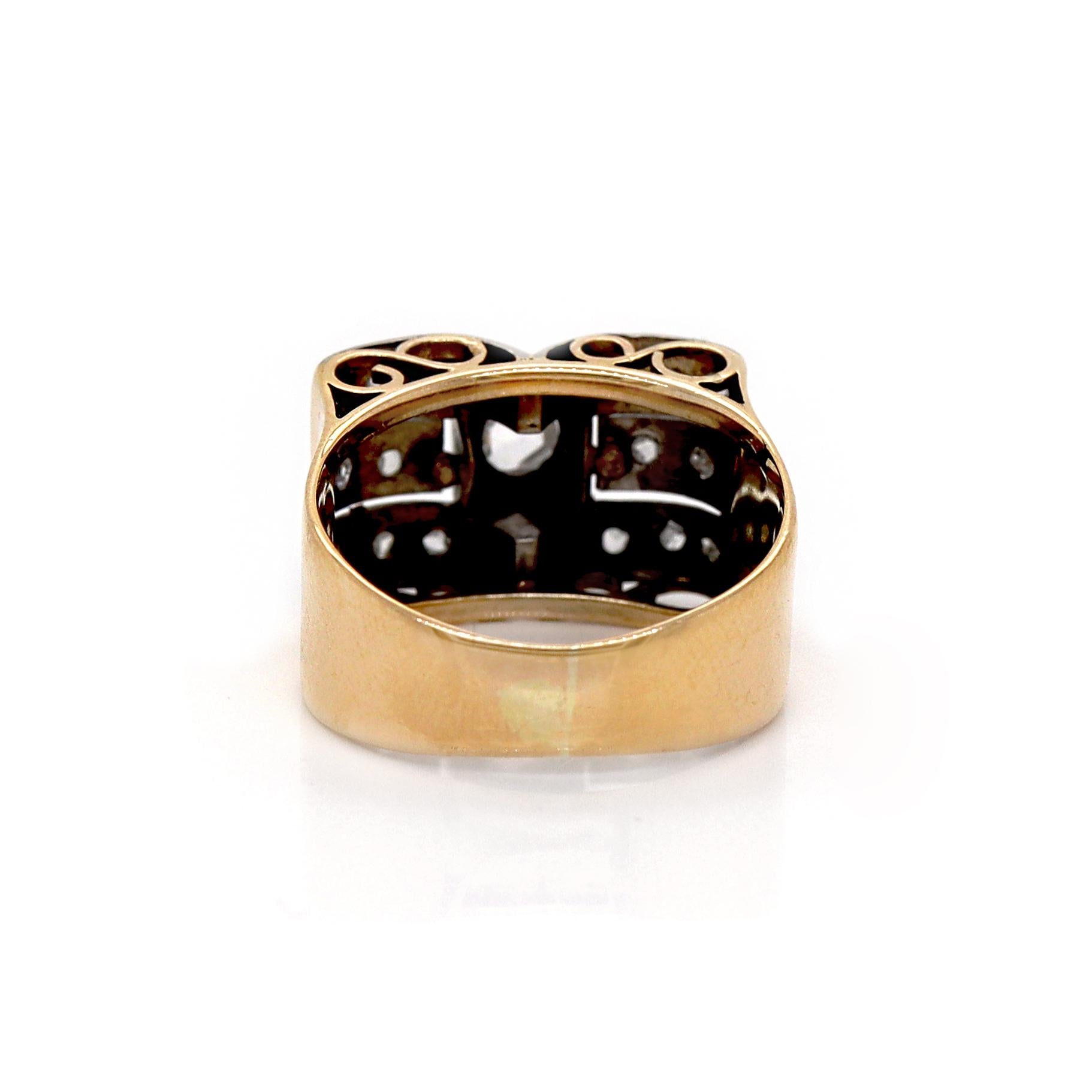 18ct Gold Retro Diamond Cocktail Ring For Sale 1