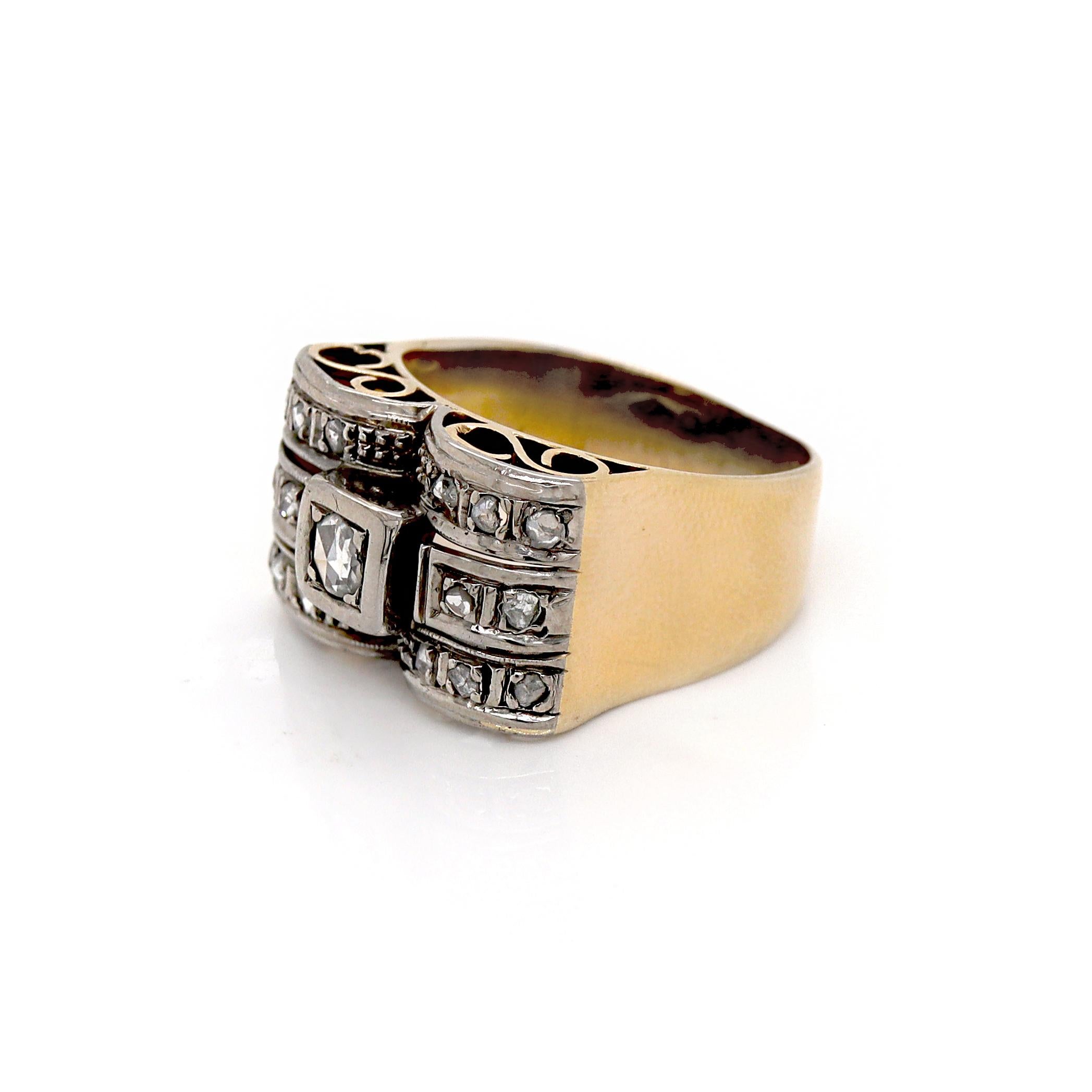 18ct Gold Retro Diamond Cocktail Ring For Sale 2