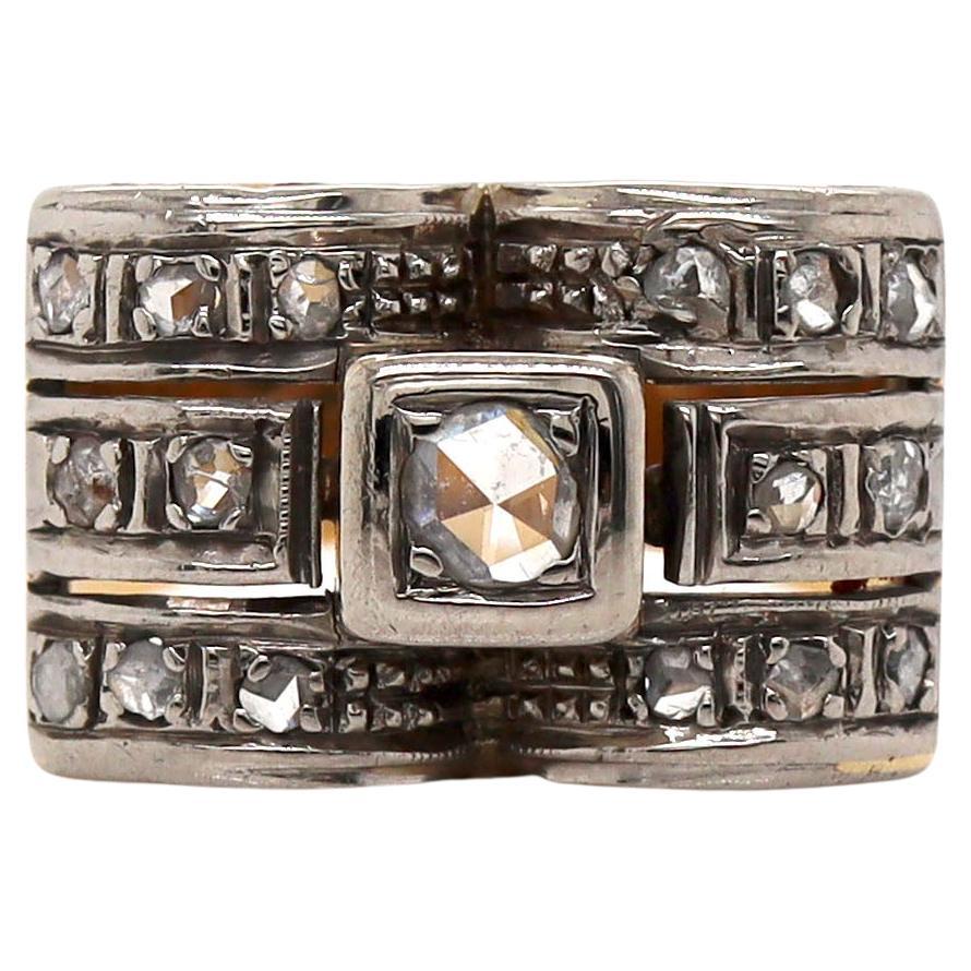 Anillo de cóctel de diamantes retro en oro de 18 ct