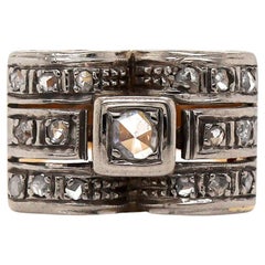 Anillo de cóctel de diamantes retro en oro de 18 ct