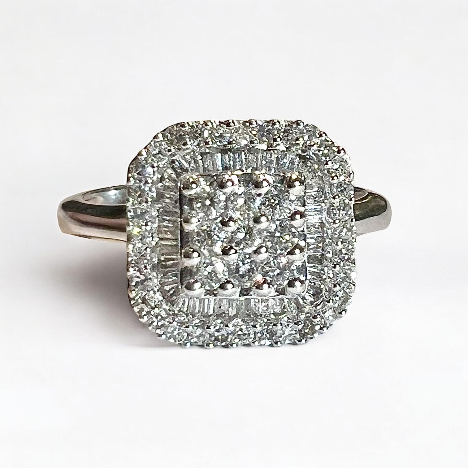 18ct Gold Ring Set With A Paving Of Diamonds For Sale 6