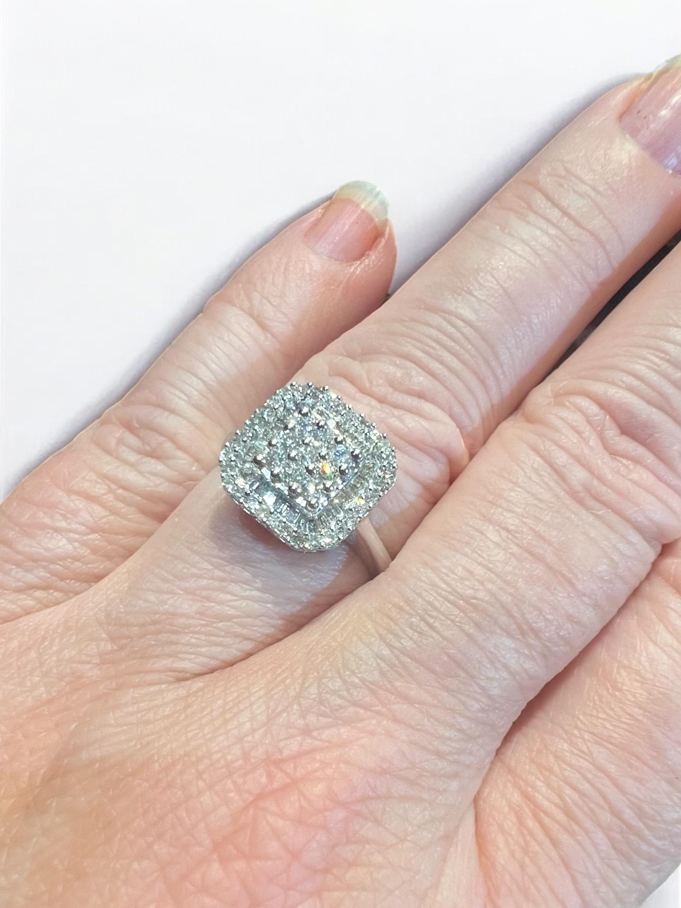 Round Cut 18ct Gold Ring Set With A Paving Of Diamonds For Sale