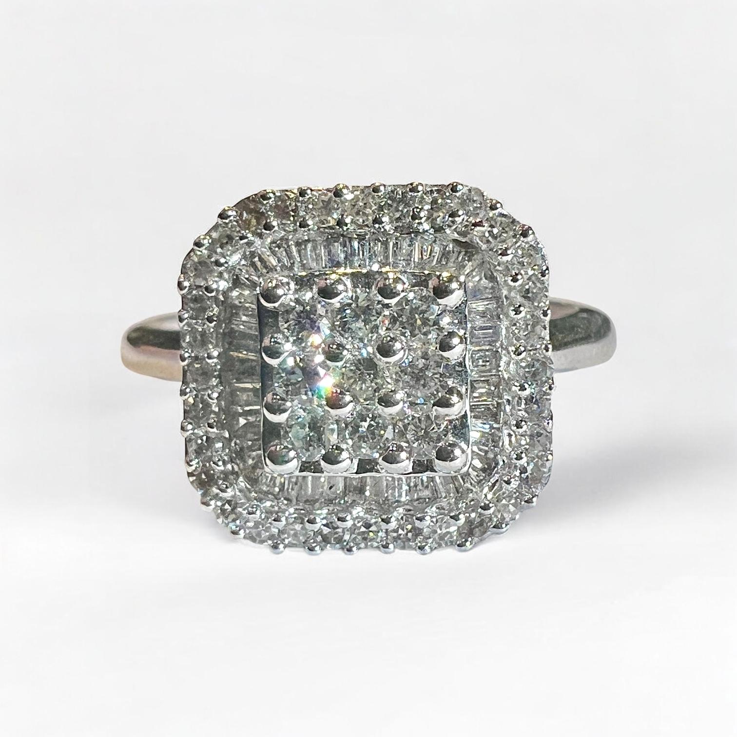 Women's 18ct Gold Ring Set With A Paving Of Diamonds For Sale