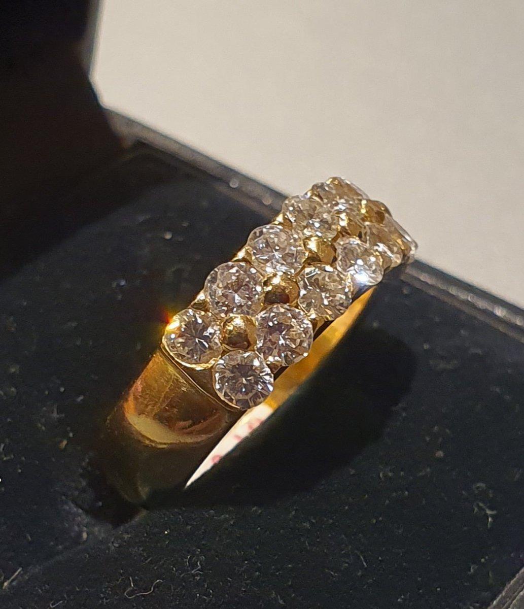 Artisan 18ct Gold Ring Set With Modern Cut Diamonds