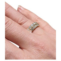 Vintage 18ct Gold Ring Set With Modern Cut Diamonds