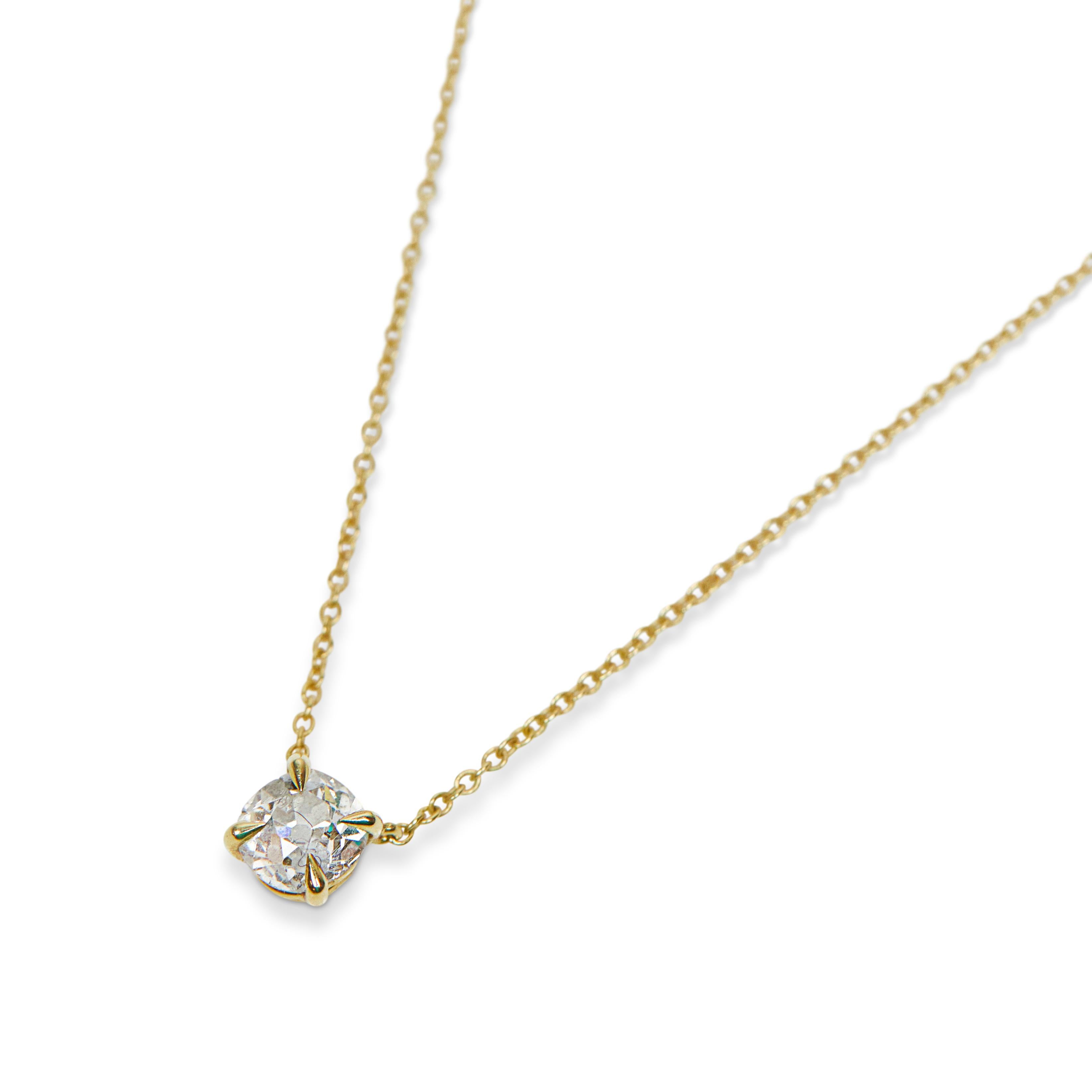 Stone
- Diamond
- Shape: Round Brilliant Cut
- Carat weight: 0.70
- Colour: Salt & pepper

Setting
- 18ct yellow gold
- 16 inch necklace chain

Shipping Information:
This necklace is ready to ship and can be delivered within 5 working days
If you