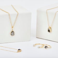 18ct Gold Salt & Pepper Pear Shape Diamond Necklace