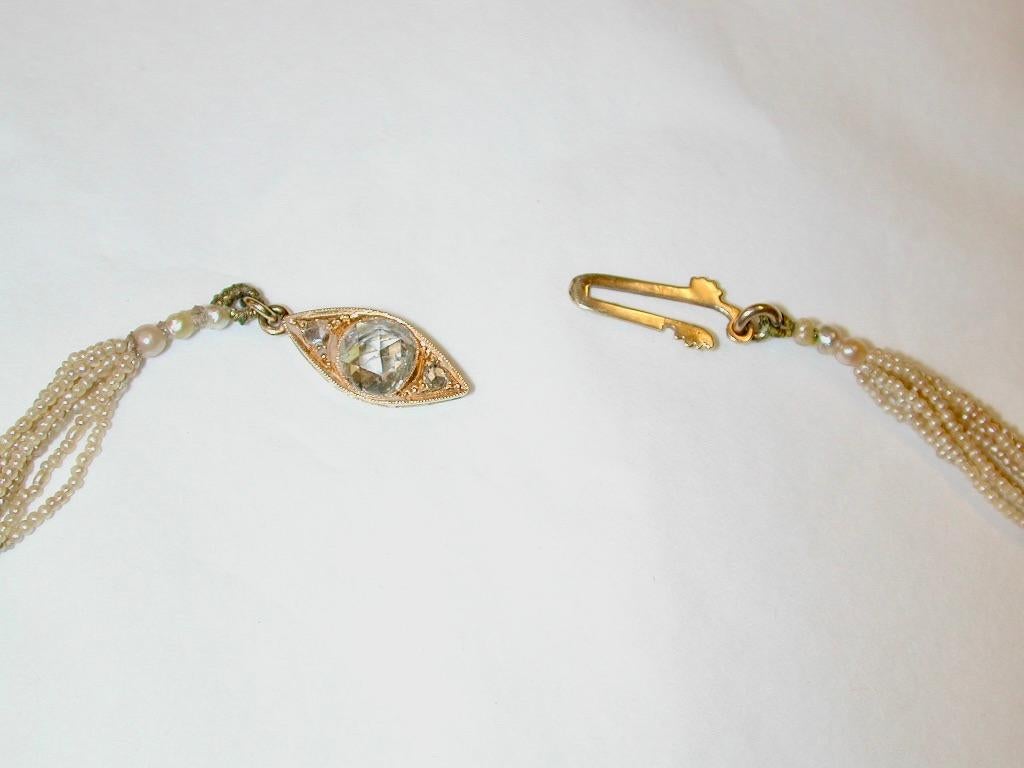Art déco Collier de perles de rocaille en or 18ct avec diamant taillé en rose daté circa 1940's