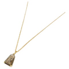 18ct Gold Shield Salt & Pepper Diamond Necklace