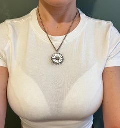 18ct Gold & Silver, Circa 1880 White Enamel and Diamond Flower Brooch / Pendent