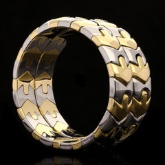 18ct Gold Stainless Steel Open Sprung Cuff Bangle Bulgari