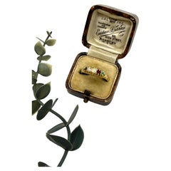 Bague victorienne en or 18ct estampillée ADORE Améthyste, diamant, opale, rubis et émeraude