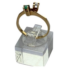 Vintage 18ct Gold Emerald & Diamond Ring 