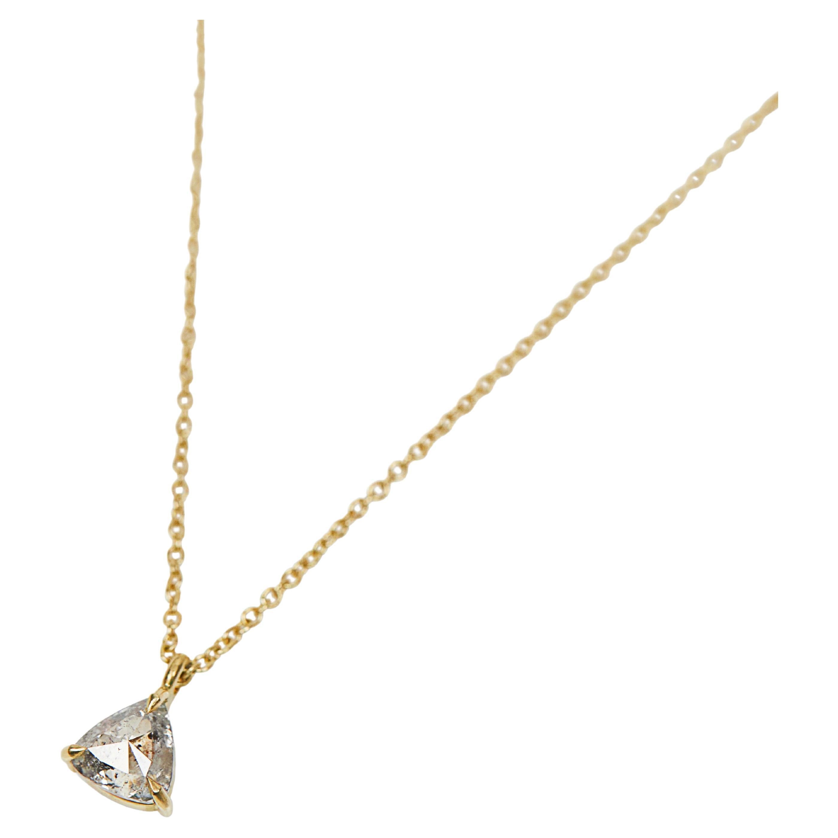 18ct Gold Triangular Salt & Pepper Diamond Necklace For Sale