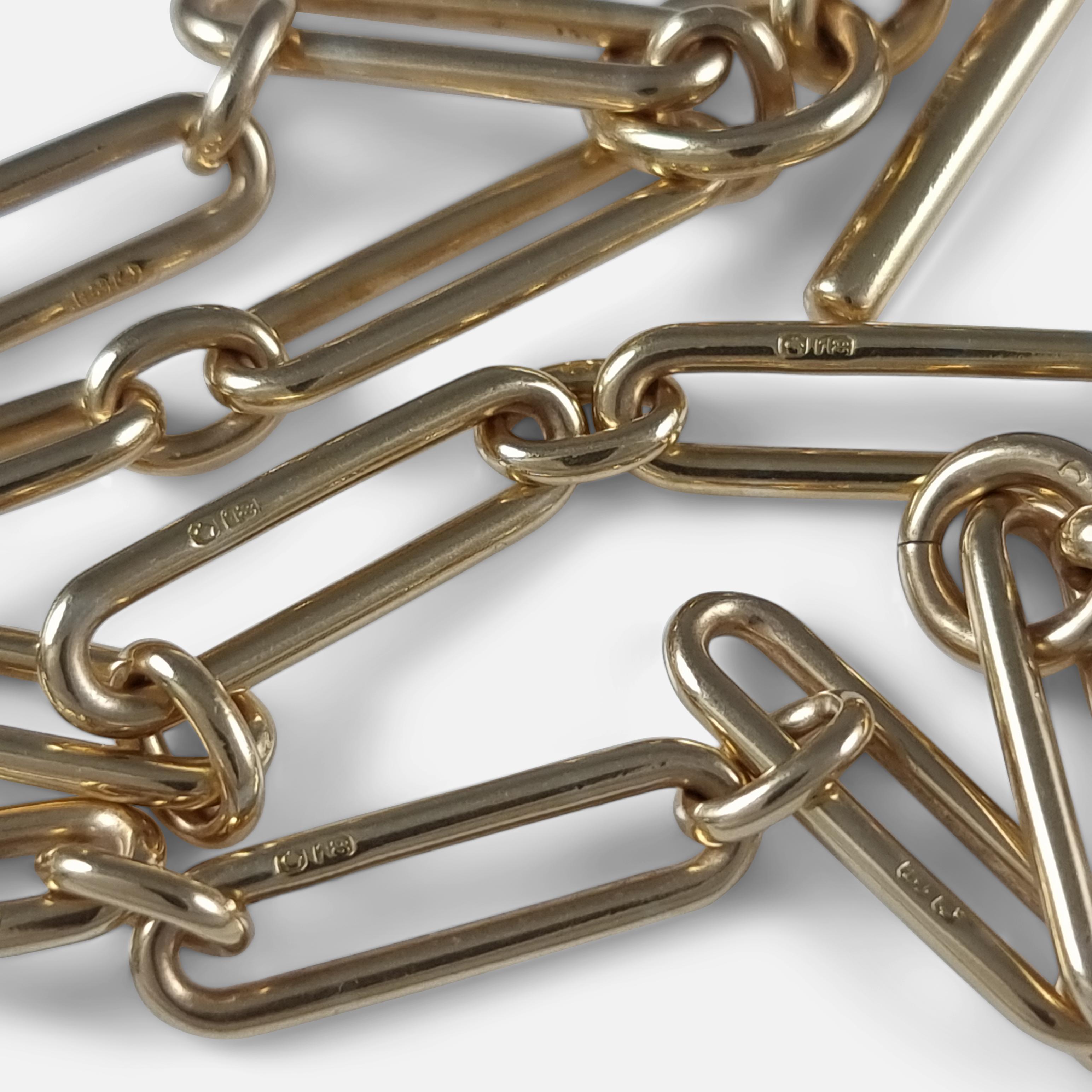 18ct Gold Trombone Link Albert Watch Chain, Circa 1920 2