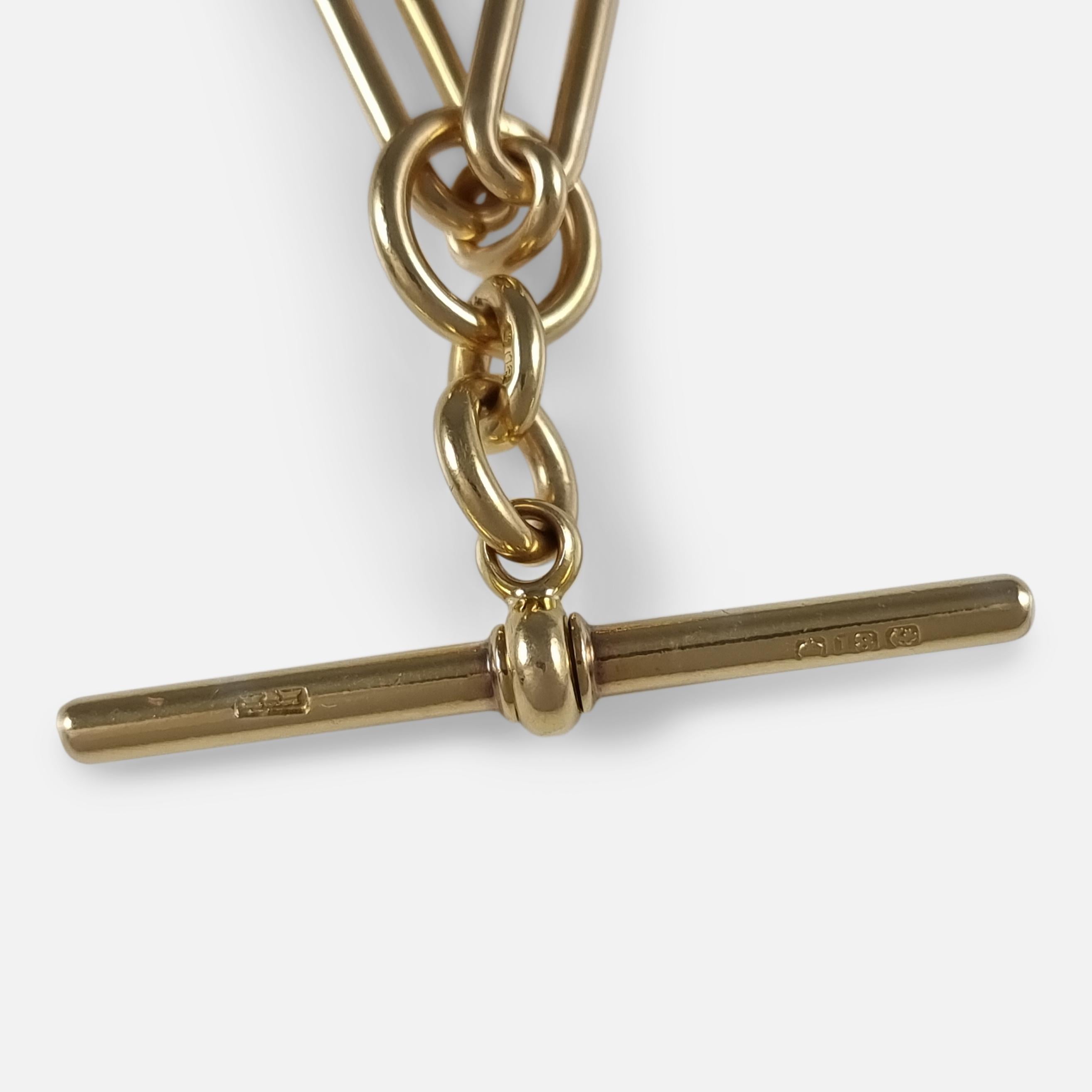Women's or Men's 18ct Gold Trombone Link Albert Watch Chain, Circa 1920