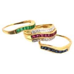18ct Gold Tutti Frutti Interchangeable Diamond, Sapphire, Ruby & Emerald Ring