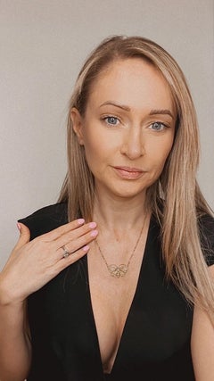 18ct Gold Victorian Butterfly Necklace Set with Seed Pearls Natural Diamond Eyes