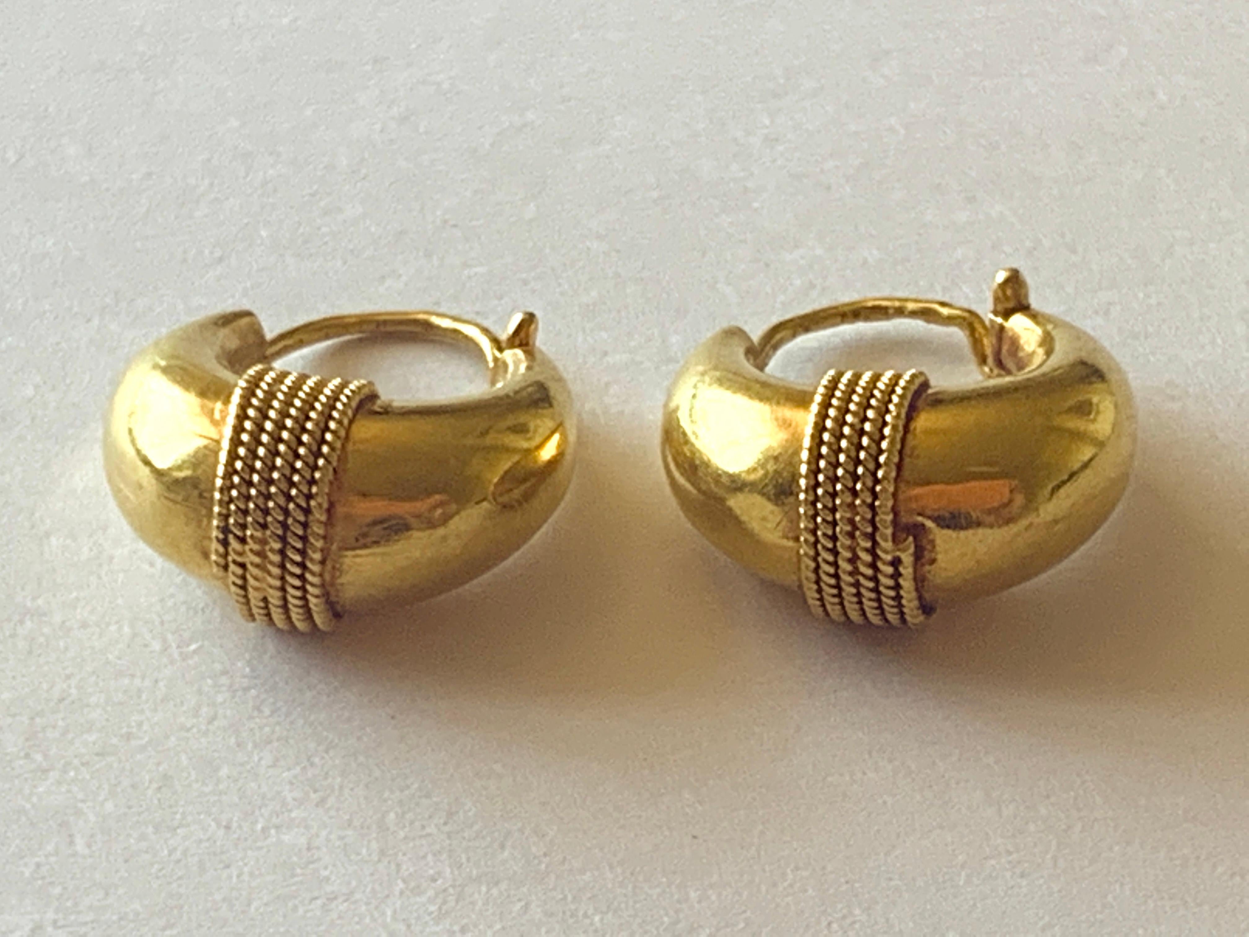 earrings 22k yellow gold antique vintage look handmade yellow gold earrings for women