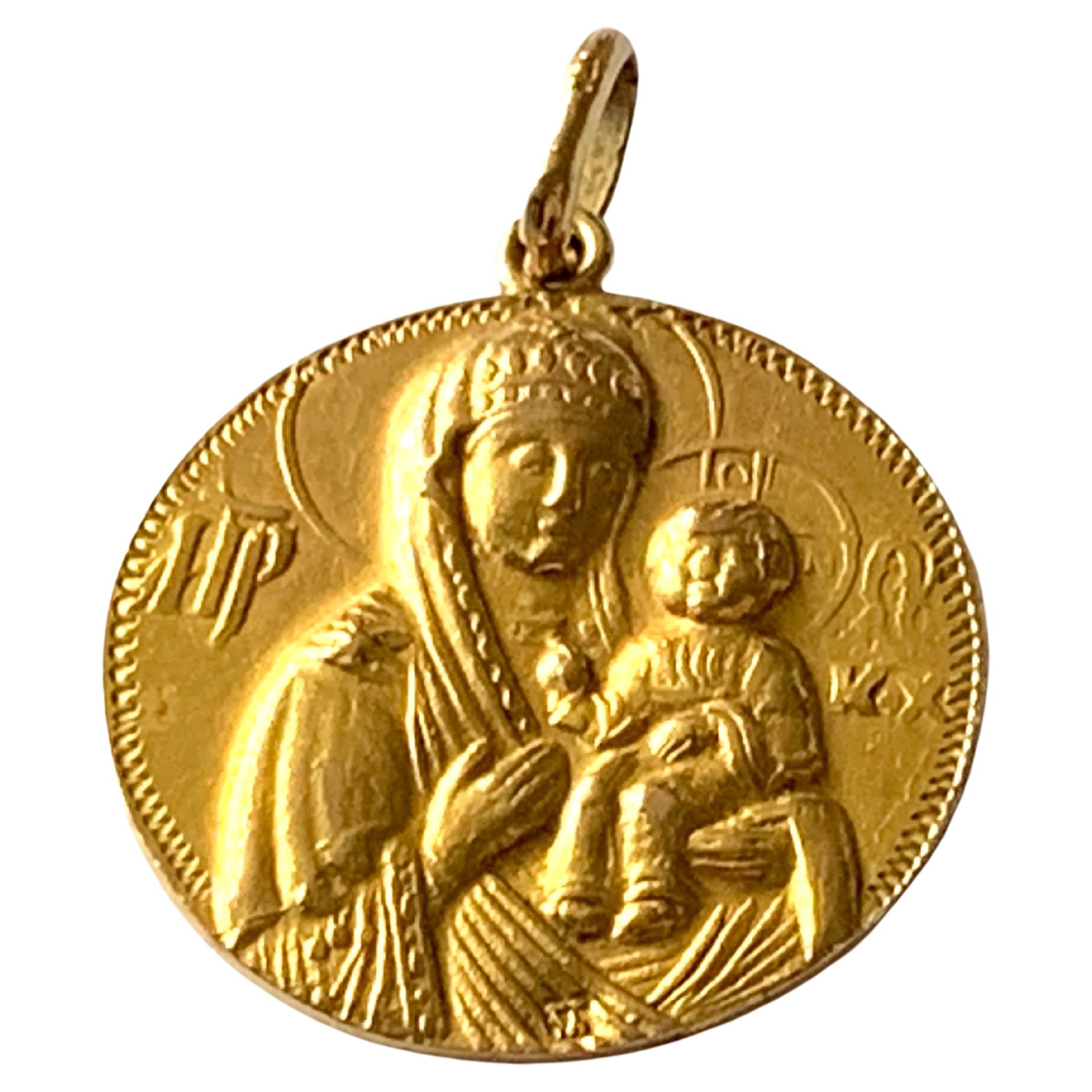 18ct Gold Virgin Mary Pendant Era, 1970s For Sale