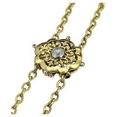 18ct Longuard/Guard/Muff Chain with Diamond Clasp