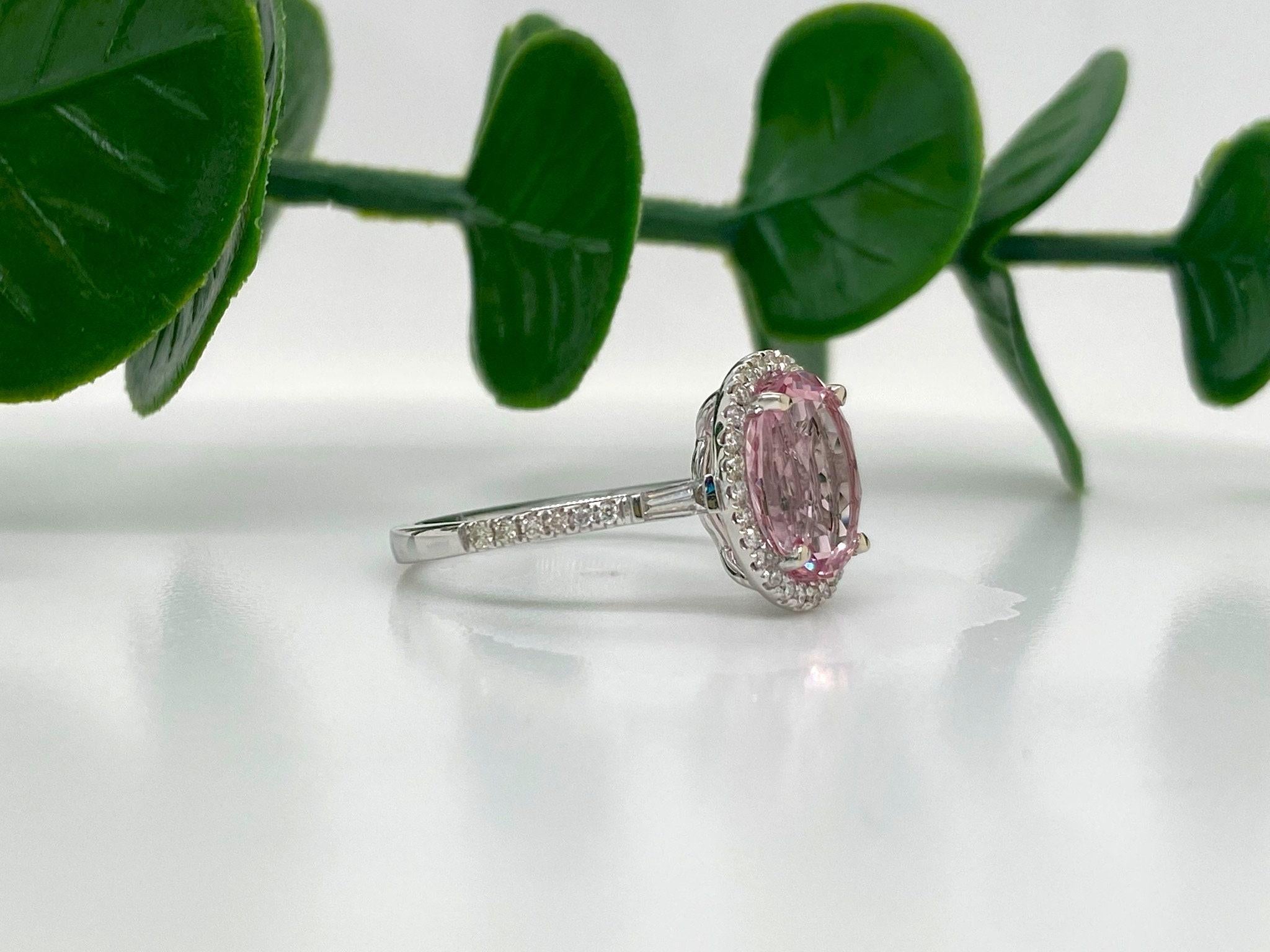 Pink and chic is the best way to describe this ring - the combination of diamonds and pink morganite allow for an effortless look!

Specifications:

Center Stone: Morganite
Size: 10x8mm
Weight: 1.8cts

Metal: 14k Solid/2.76g
Diamonds S/I GH: