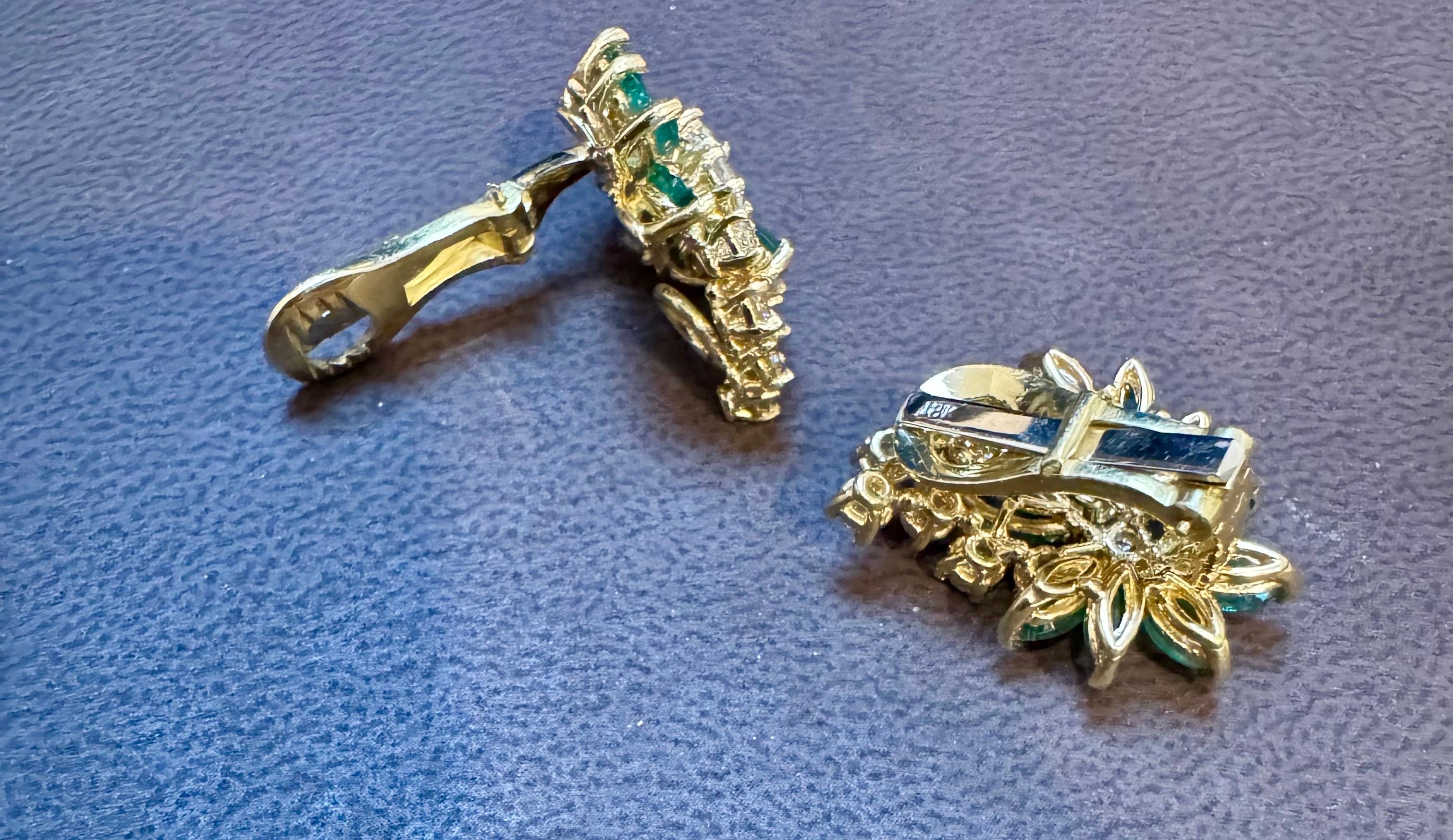 1.8Ct Natural Brazilin Marquise Emerald & 2.0 Ct Diamond Clip on Earring 18 KYG For Sale 3
