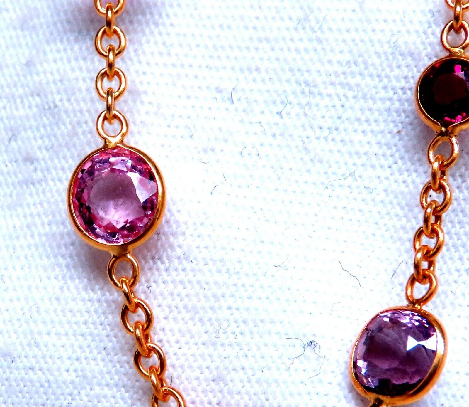 18ct Natural Ruby Sapphire Yard Necklace 14kt Gold In New Condition For Sale In New York, NY