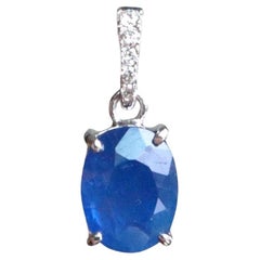 1.8Ct No Heat Blue Sapphire and Diamonds Pendant