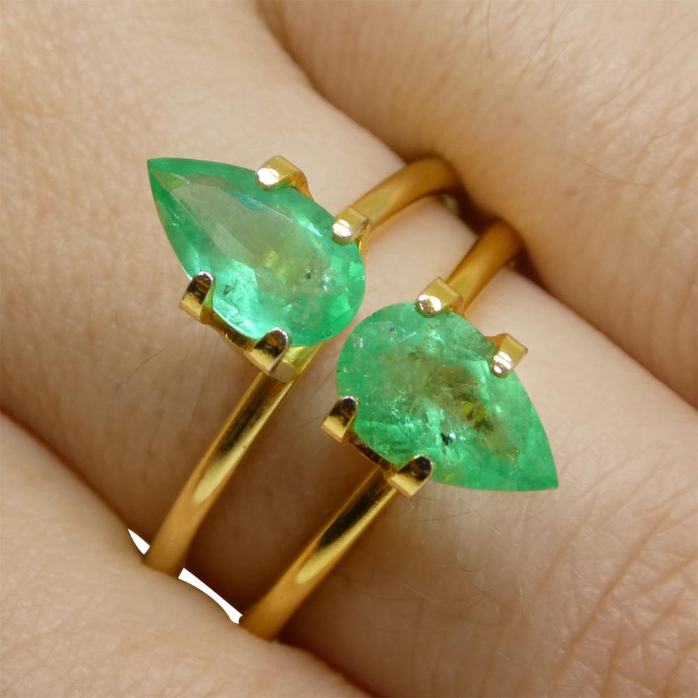 1.8ct Pair Pear Green Emerald from Colombia For Sale 7