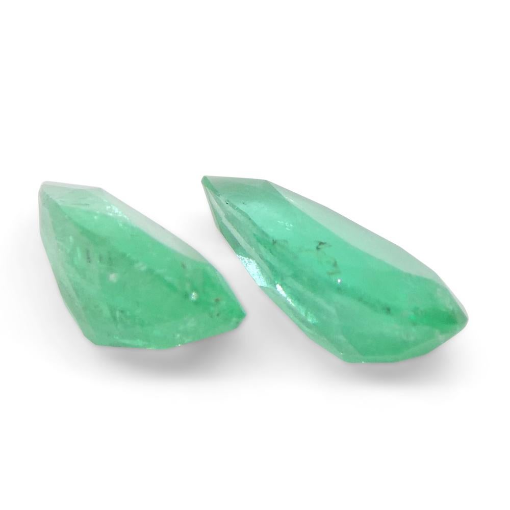 1.8ct Pair Pear Green Emerald from Colombia For Sale 10