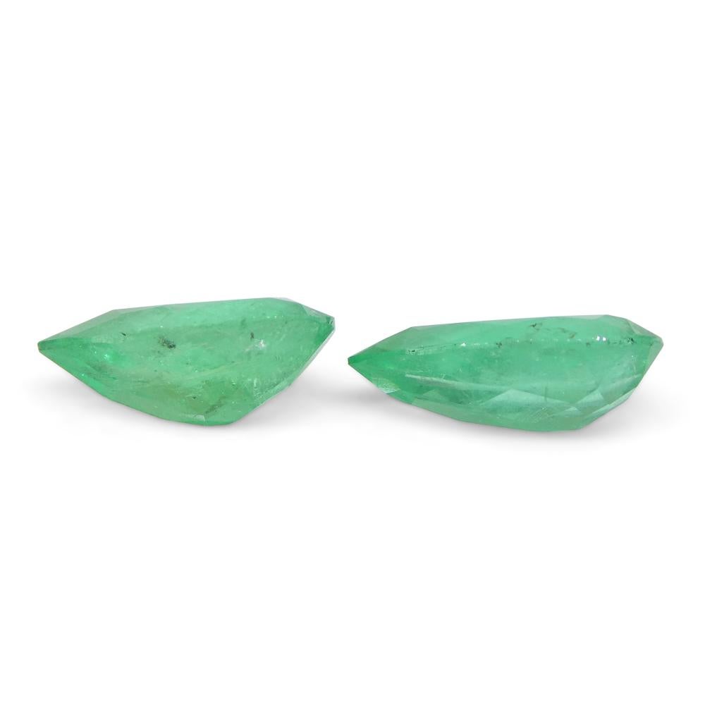 1.8ct Pair Pear Green Emerald from Colombia For Sale 11