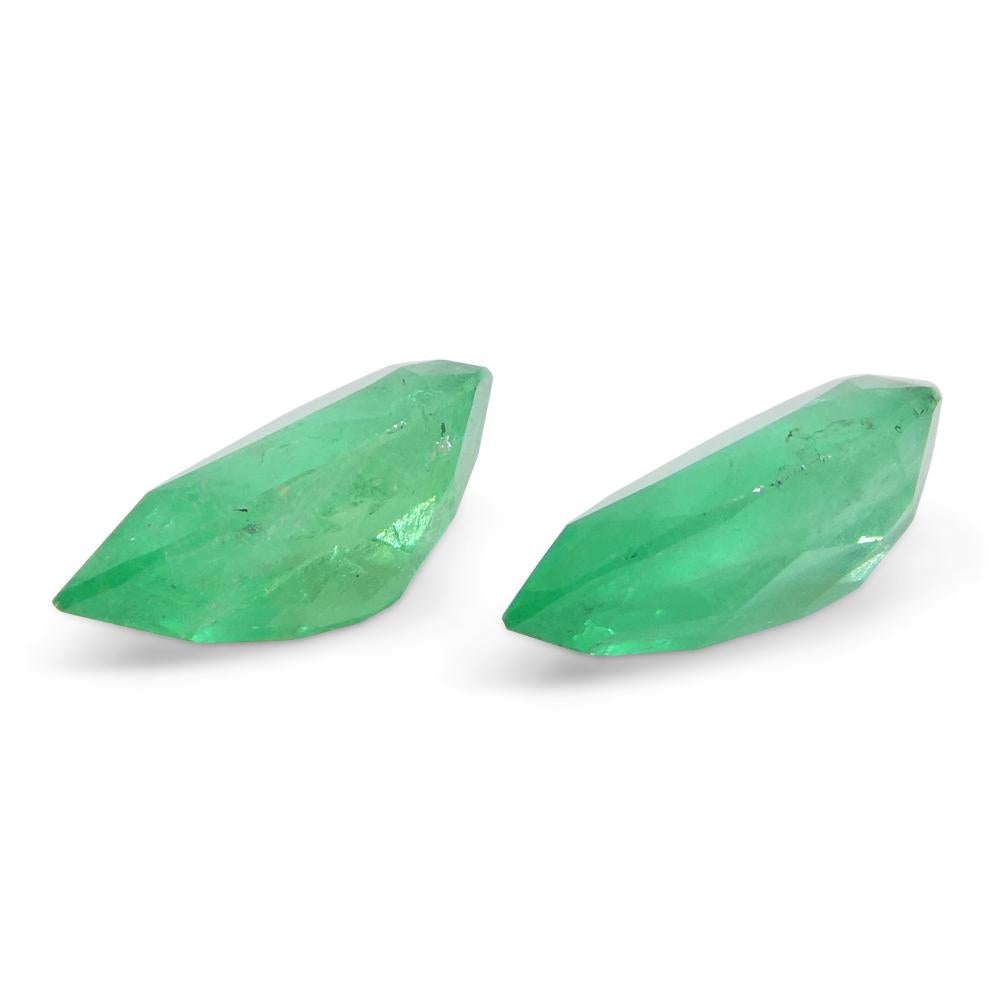 1.8ct Pair Pear Green Emerald from Colombia For Sale 12