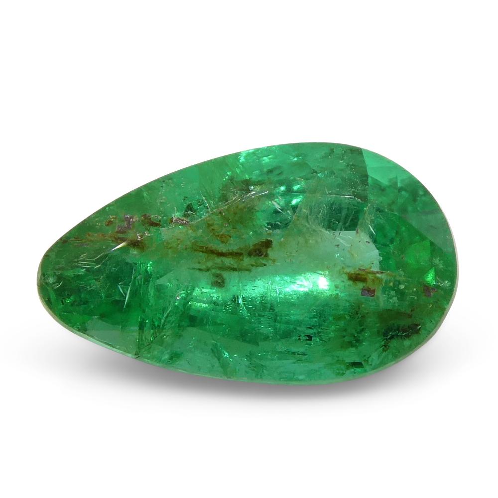 1,8 Karat birnengrüner Smaragd aus Zambia im Angebot 3