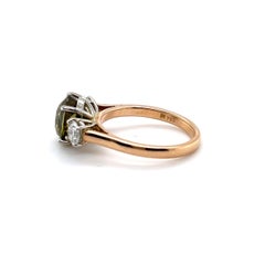 GIA CERTIFIED 18CT Rose and White Gold Chrysoberyl and Diamond Ring