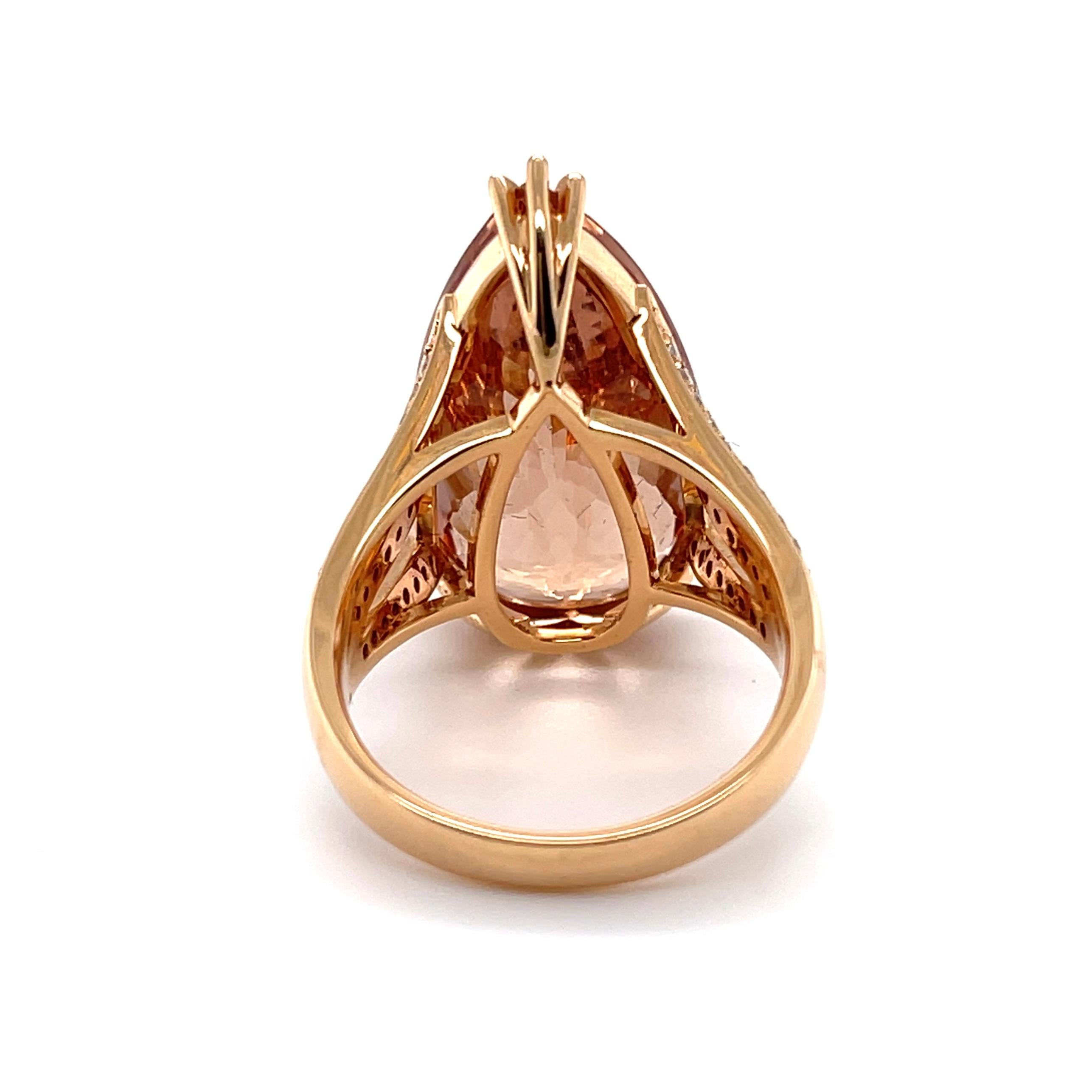 For Sale:  18ct Rose Gold 17.83ct Morganite and Diamond Ring 4