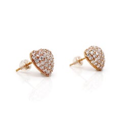 18CT Rose Gold 2.00ct Diamond Pave Heart Earrings
