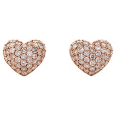 Pendientes Corazón Pavé de Diamantes 2,00 ct Oro Rosa 18ct