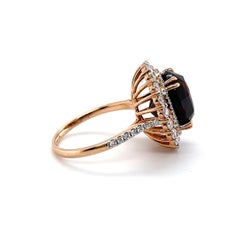 GIA certified Chrysoberyl Natural Alexandrite Diamond Ring in 18K rose gold