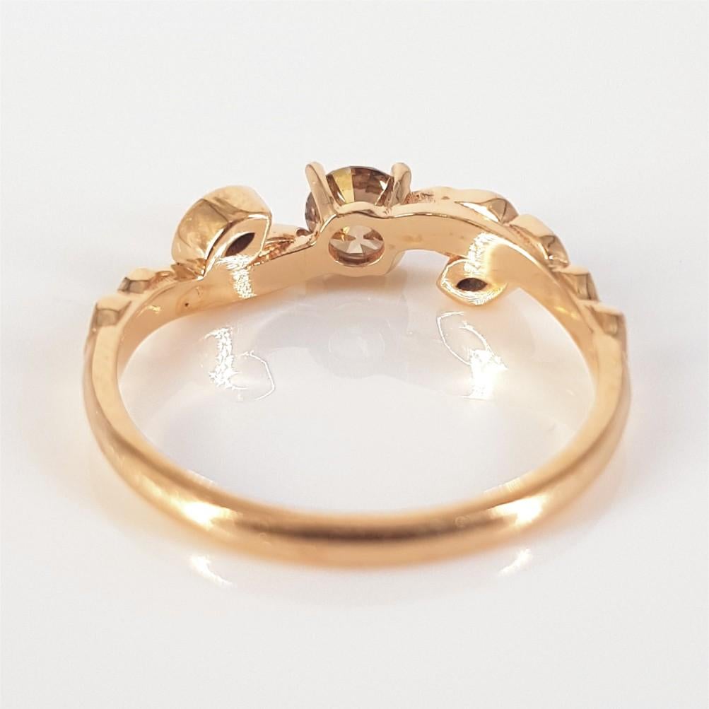 Modern 18ct Rose Gold Cognac & Diamond Ring For Sale