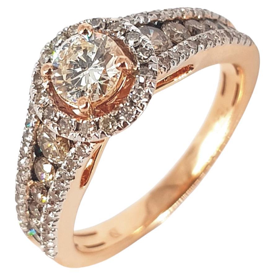 18ct Rose Gold Cognac & Diamond Ring