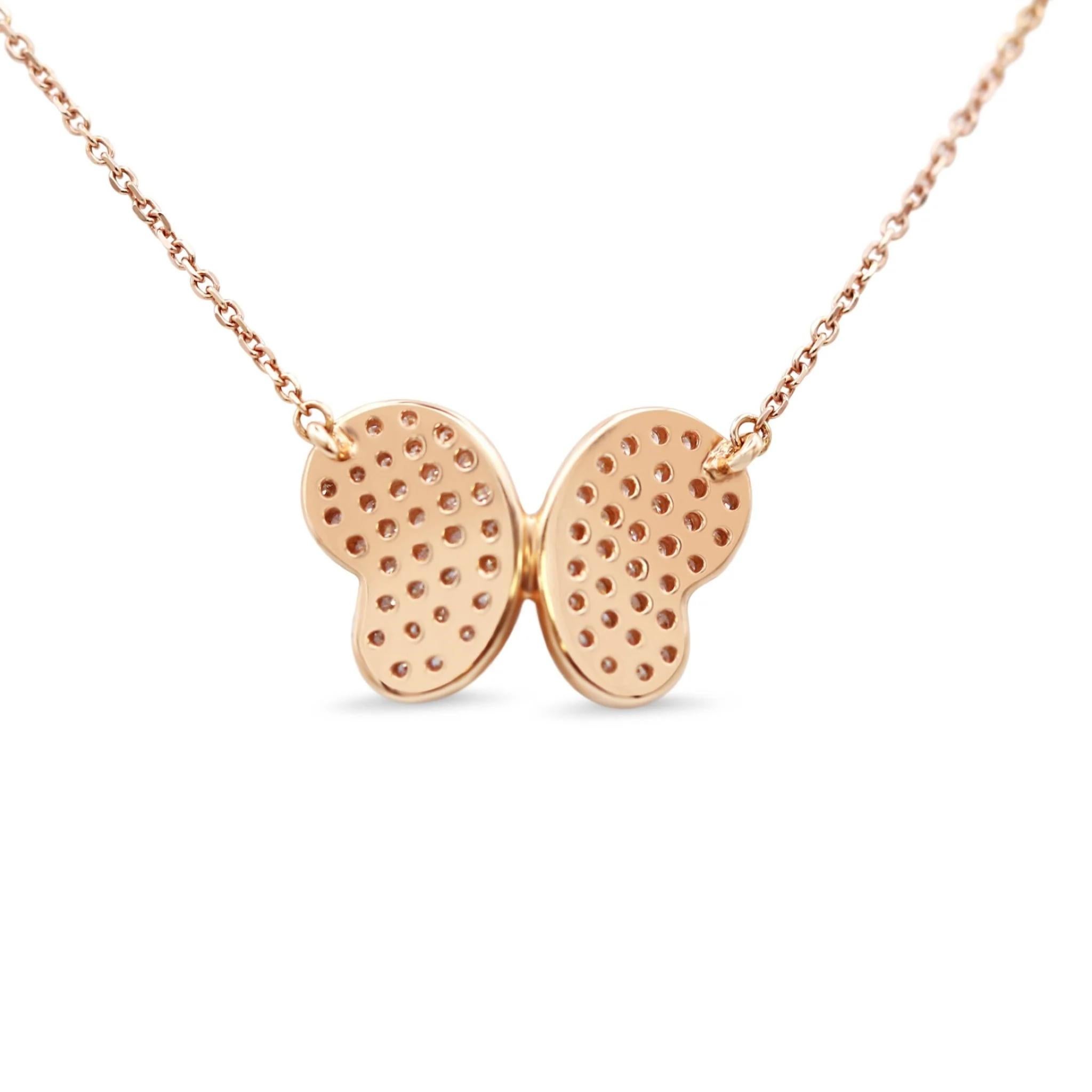 18ct Rose Gold Diamond Butterfly Pendant 17