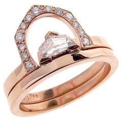 Conjunto de anillo de compromiso Cadillac de diamantes naturales de oro rosa de 18 quilates
