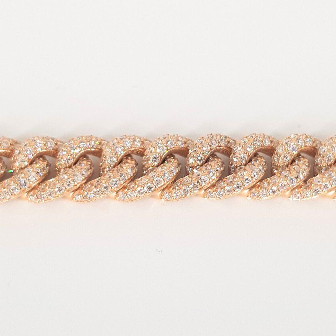 18ct Rose Gold Diamant Curb Link Armband (Rundschliff)