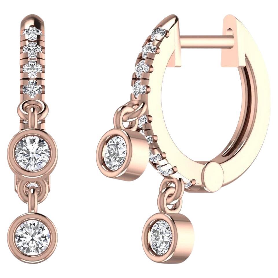 Boucles d'oreilles breloques d'éternité huggies en or rose 18 carats avec diamants 0,52 carat en vente